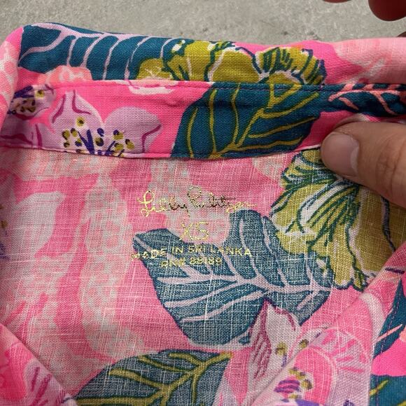 Lilly Pulitzer Sea View Linen Button Down Top in Multi Dive Bar XS - Picture 6 of 6